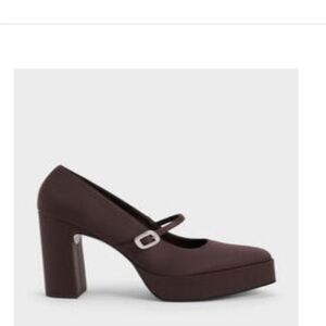 Charles & Keith Brown Satin Platform Mary Jane Heels. New!
